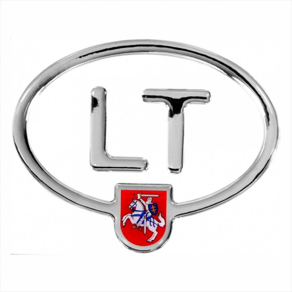 Iškilus chromuotas LT lipdukas su Vyčiu